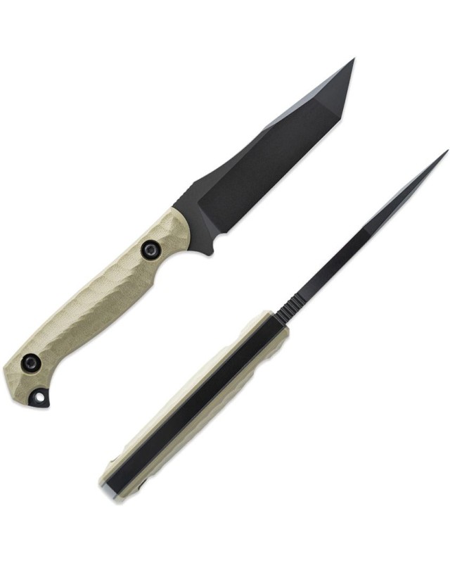 TOOR Krypteia T black coated CPM-M4 stainless tanto blade green G10 handle
