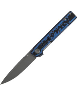 Tenable Kitpu gray TiNi coated Nitro V stainless steel blade black and blue G10 G-mascus handle linerlock
