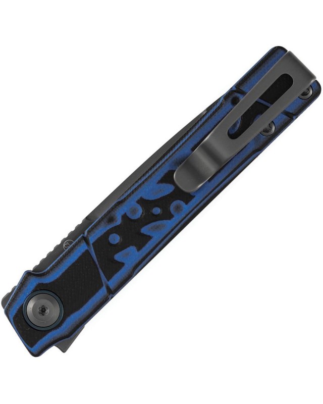 Tenable Kitpu gray TiNi coated Nitro V stainless steel blade black and blue G10 G-mascus handle linerlock
