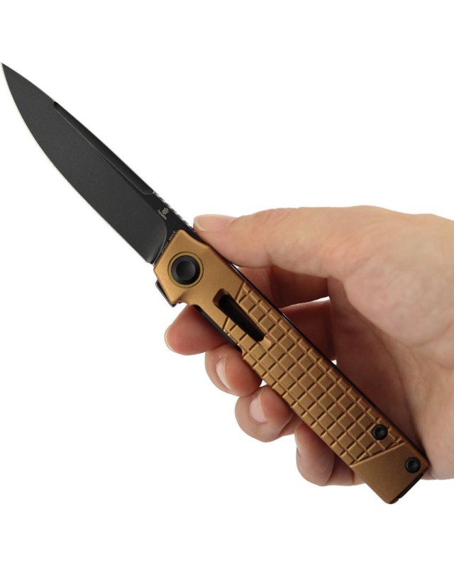Tenable Kitpu Blackwash Nitro V stainless steel blade bronze frag pattern aluminium handle linerlock