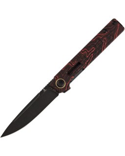 Tenable Kitpu Blackwash Nitro V stainless steel blade black and red G10 G-mascus handle linerlock