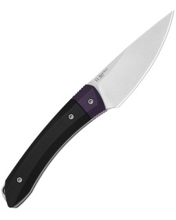 Kizer Cutlery Momo Fix 3 stonewash finish AEB-L stainless steel blade black and purple G10 handle