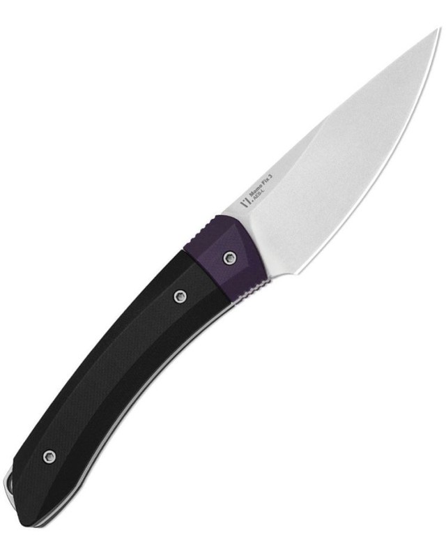 Kizer Cutlery Momo Fix 3 stonewash finish AEB-L stainless steel blade black and purple G10 handle