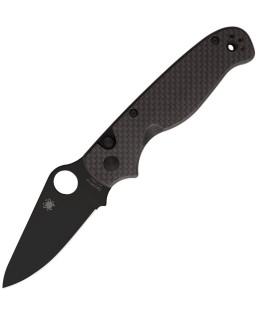 Spyderco ButtonUp black oxide coated 8Cr13MoV stainless steel blade Carbon Fiber handle Button Lock