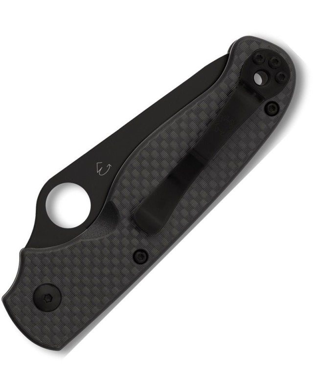 Spyderco ButtonUp black oxide coated 8Cr13MoV stainless steel blade Carbon Fiber handle Button Lock