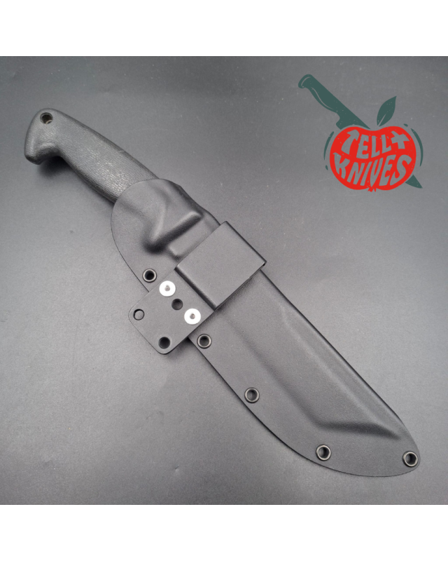Blackjack SEKI Japan Warrior Tanto AUS8 stainless steel satin finish blade black Kraton handle black Kydex sheath
