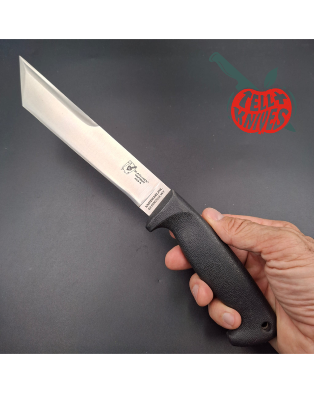Blackjack SEKI Japan Warrior Tanto AUS8 stainless steel satin finish blade black Kraton handle black Kydex sheath