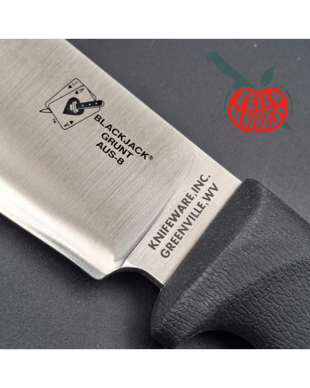 Blackjack SEKI Japan Grunt AUS8 stainless steel satin finish blade black Kraton handle black Kydex sheath