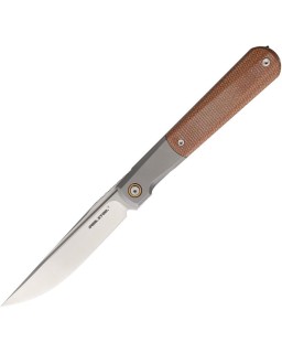 REAL STEEL Barlow RB-7 satin finish S35VN stainless blade gray titanium handle brown micarta inlay