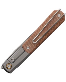 REAL STEEL Barlow RB-7 satin finish S35VN stainless blade gray titanium handle brown micarta inlay