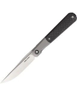 REAL STEEL Barlow RB-7 satin finish S35VN stainless blade gray titanium handle carbon fiber inlay