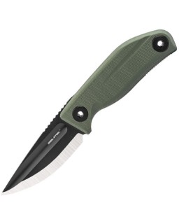 REAL STEEL CDX-85 Convex Grind blackwash 14C28N stainless steel green G10 handle black leather handle