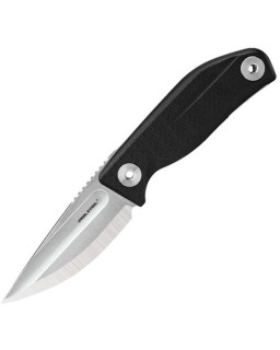 REAL STEEL CDX-85 Convex Grind 14C28N stainless steel black G10 handle black leather handle