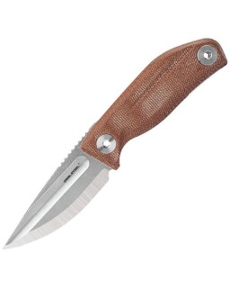 REAL STEEL CDX-85 Convex Grind 14C28N stainless steel natural micarta handle black leather handle