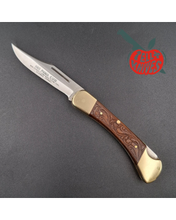 PUMA 1982 960 Puma Cub hunting folder stainless steel bowie blade brass bolsters engraved wood handle