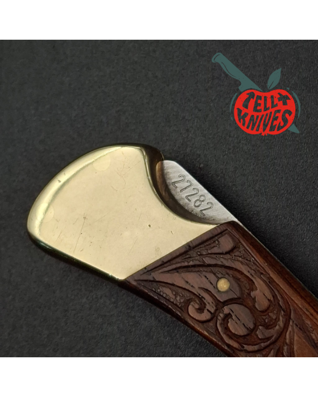 PUMA 1982 960 Puma Cub hunting folder stainless steel bowie blade brass bolsters engraved wood handle