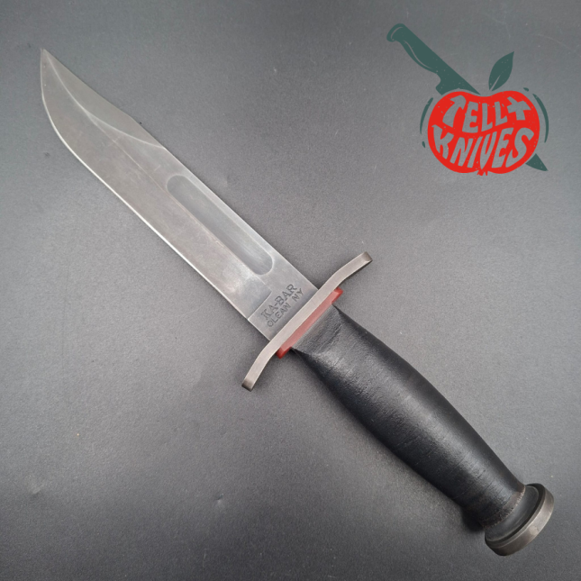 KA-BAR State & Union USN Gun Blued 1095HC steel blade red spacer black stacked Leather handle SU6425