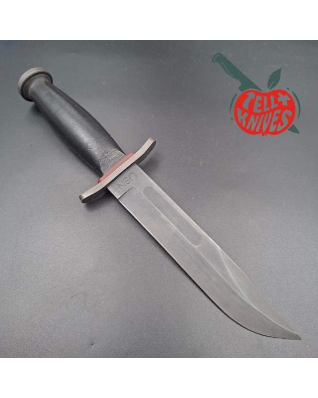 KA-BAR State & Union USN Gun Blued 1095HC steel blade red spacer black stacked Leather handle SU6425