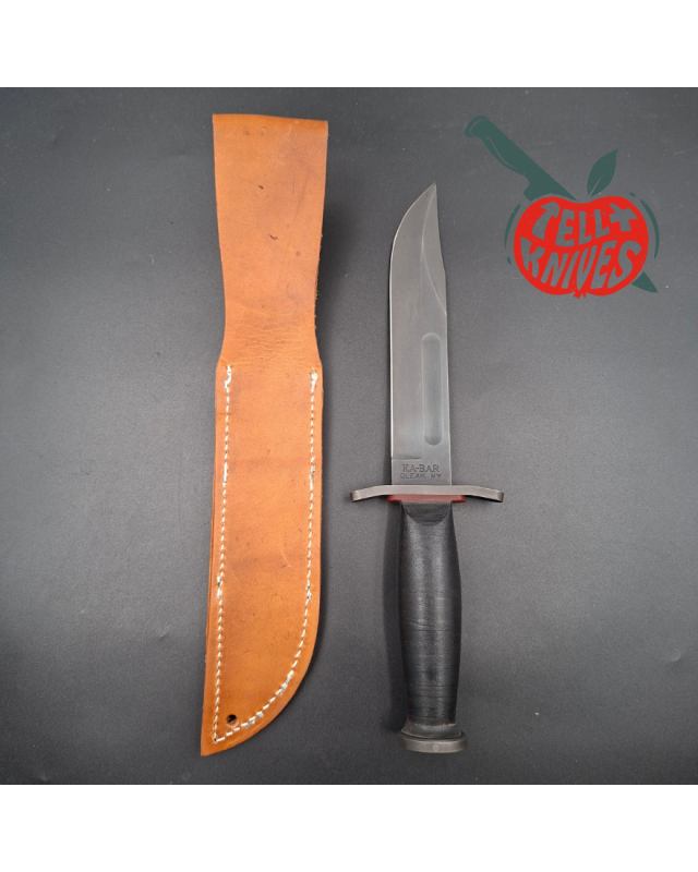 KA-BAR State & Union USN Gun Blued 1095HC steel blade red spacer black stacked Leather handle SU6425