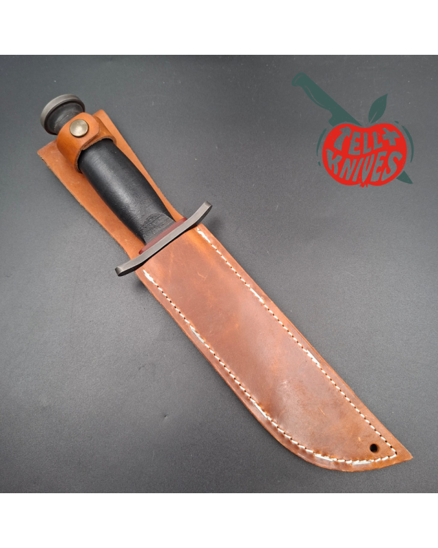 KA-BAR State & Union USN Gun Blued 1095HC steel blade red spacer black stacked Leather handle SU6425