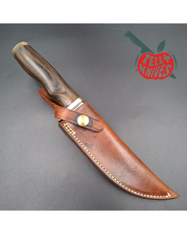 SMITH & WESSON 1976 Outdoorsman Survival Bowie 6020 stainless steel blade wood handle brown leather sheath