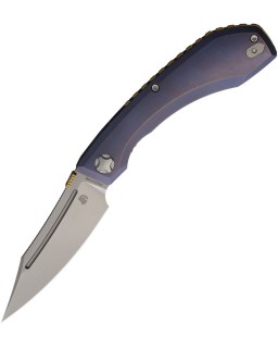 North Mountain Blade Redeemer M390 Reverse Tanto stainless steel satin finish Blade Purple Titanium handle