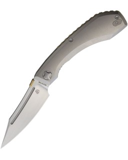 North Mountain Blade Redeemer M390 Reverse Tanto stainless steel satin finish Blade Grey Titanium handle
