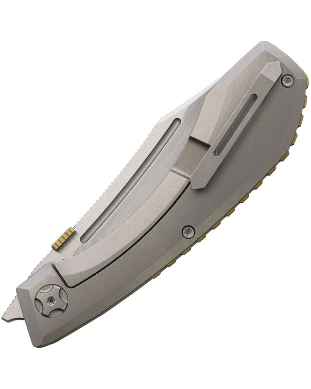 North Mountain Blade Redeemer M390 Reverse Tanto stainless steel satin finish Blade Grey Titanium handle