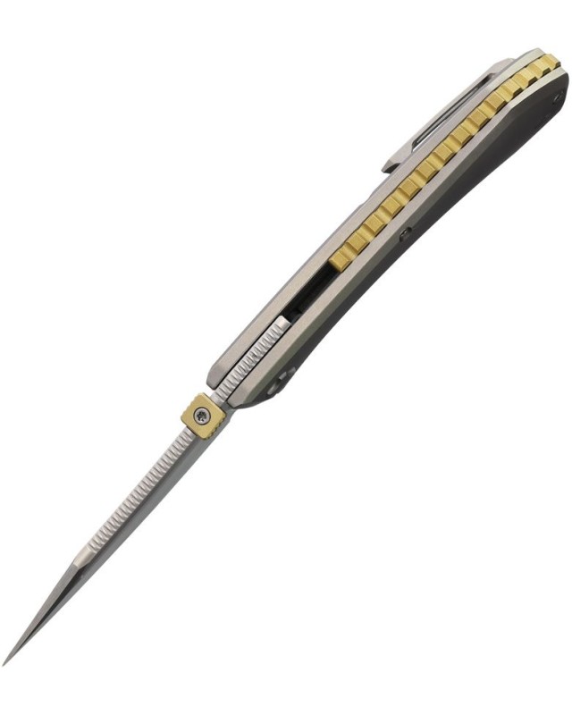 North Mountain Blade Redeemer M390 Reverse Tanto stainless steel satin finish Blade Grey Titanium handle