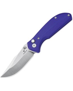 Petrified Fish Guppy N690 stainless steel satin finish blade purple G10 handle