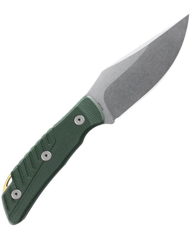 Petrified Fish Barracuda N690 stainless steel stonewash finish blade green micarta handle