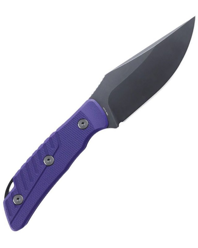 Petrified Fish Barracude N690 stainless steel grey stonewash finish blade purple G10 handle