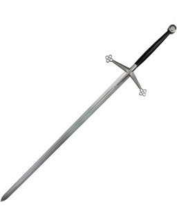 Kingston Arms Scottish Claymore Satin 5160 Carbon Steel Blade Black Leather Handle