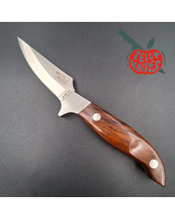 LAKOTA 273 FinWing hunting knife full tang AUS8A stainless steel satin finish blade mahogany wood handle brown leather s