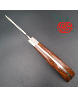 LAKOTA 273 FinWing hunting knife full tang AUS8A stainless steel satin finish blade mahogany wood handle brown leather s