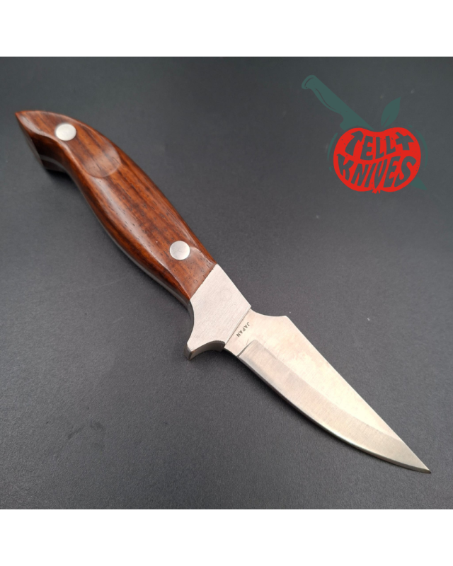 LAKOTA 273 FinWing hunting knife full tang AUS8A stainless steel satin finish blade mahogany wood handle brown leather s