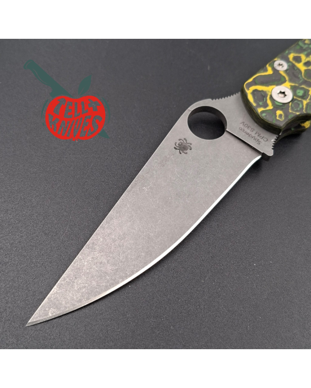 Spyderco Military full custom blackwash S30V stainless steel blade Jungle Fatcarbon scales