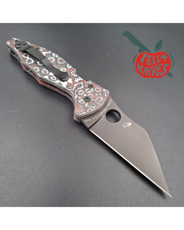 Spyderco Yojimbo DLC black S30V stainless steel blade SnowFire Fatcarbon scales