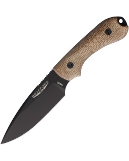 BRADFORD Guardian 3 N690 stainless steel black Cerakote finish blade natural micarta handle black leather sheath