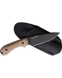 BRADFORD Guardian 3 N690 stainless steel black Cerakote finish blade natural micarta handle black leather sheath