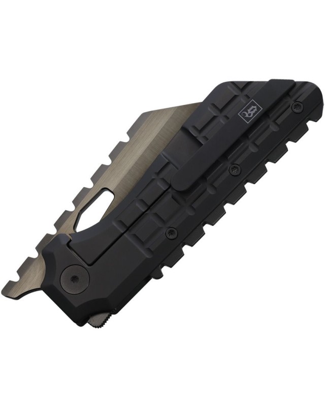 North Mountain Blade Gripped V2 black DLC coated SLD-Magic SAN MAI steel Reverse Tanto Blade Black Titanium handle