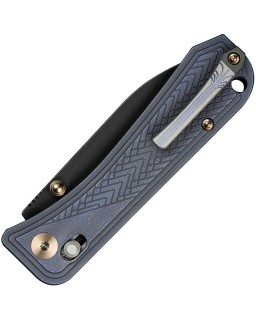 WE Knife Co Bougie Banter Crossbar Lock S45VN premium steel blade with blackwash finish, Blue Titanium handle