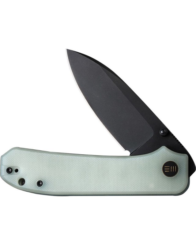 WE Knife Co Big Banter Linerlock, lama in acciaio premium CPM-20CV con finitura blackwash, manico in G10 color giada