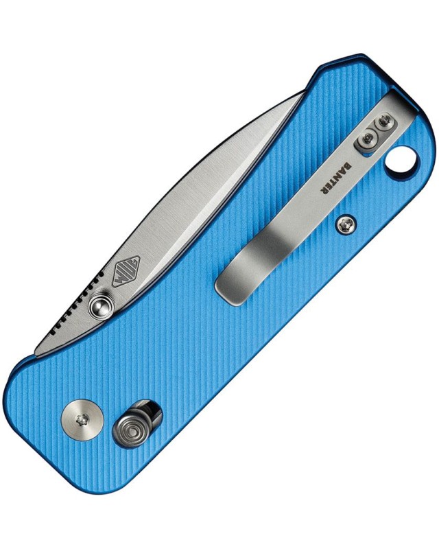 WE Knife Co Banter 2 Crossbar Lock, Klinge aus S35VN-Stahl mit satinierter Oberfläche, Griff aus blauem Aluminium