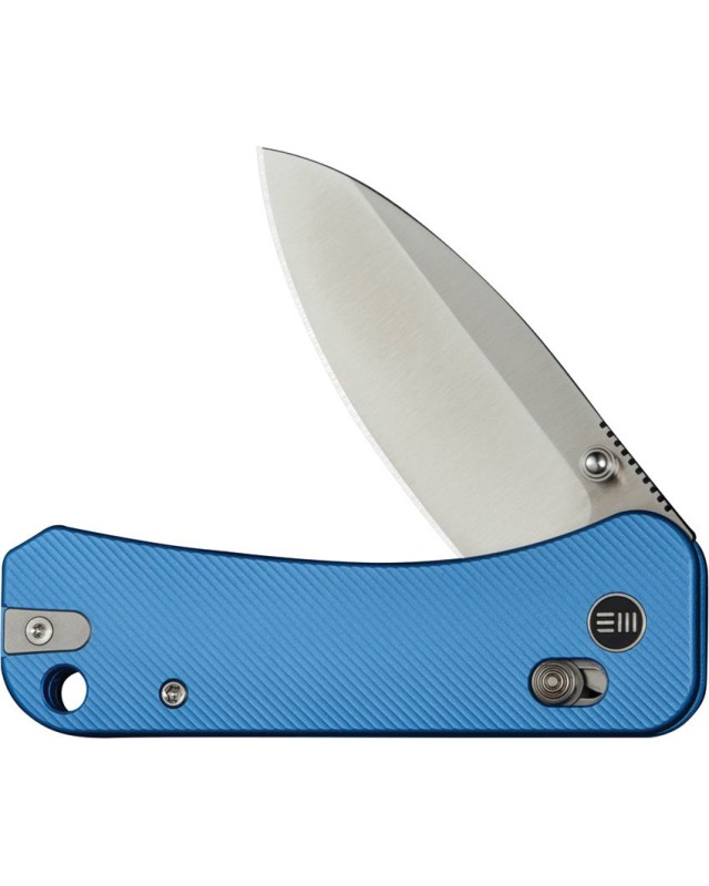 WE Knife Co Banter 2 Crossbar Lock, Klinge aus S35VN-Stahl mit satinierter Oberfläche, Griff aus blauem Aluminium