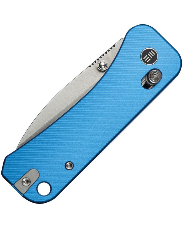 WE Knife Co Banter 2 Crossbar Lock, Klinge aus S35VN-Stahl mit satinierter Oberfläche, Griff aus blauem Aluminium