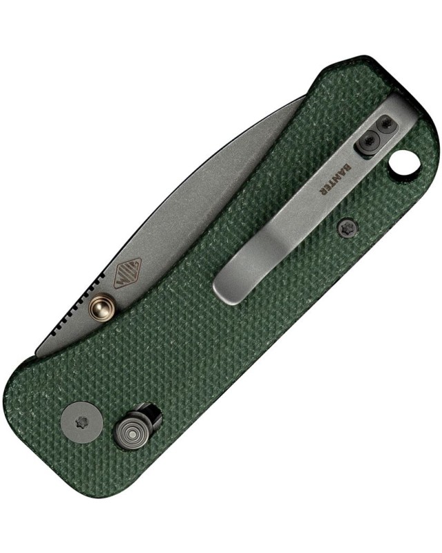 WE Knife Co Banter 2 con chiusura Crossbar Lock, lama in acciaio S35VN con finitura stonewash e manico in micarta verde