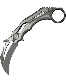Coltello We Cryonix con lama in acciaio Bohler M390 con finitura stonewash e manico in titanio grigio e satinato