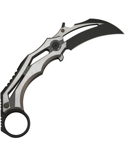 We Knife Cryonix Nested Stonewash Bohler M390 Steel Blade, Grey and Satin Titanium Handle