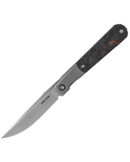 REAL STEEL Barlow RB-7 satin finish S35VN stainless blade gray titanium handle fatcarbon inlay
